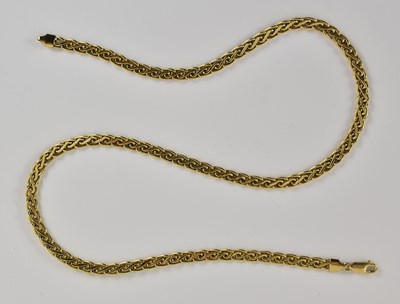 Lot 1322 - A 9ct yellow gold semi-rigid woven link...