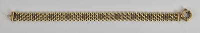 Lot 1406 - A 9ct yellow gold bracelet, with lobster claw...