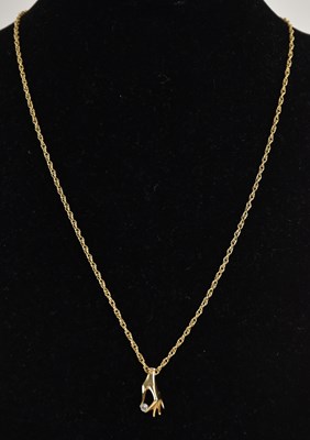Lot 1337 - A 9ct yellow gold fine dainty link necklace,...