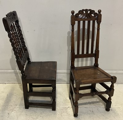 Lot 145 - Two 18th century oak chairs, height of larger...