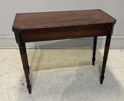Lot 146 - A 19th century mahogany and ebony strung card...
