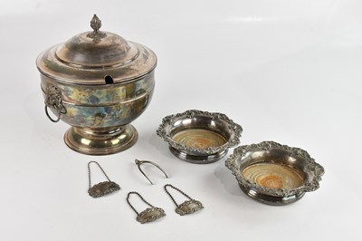 Lot 518 - Three hallmarked silver decanter labels and a...