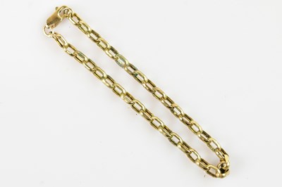 Lot 364 - A yellow metal curb link bracelet, stamped '9K'...