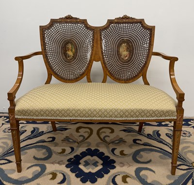 Lot 14 - An Edwardian Sheraton Revival painted...