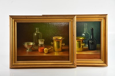 Lot 1265 - ANDRAS GOMBAR (born 1946); pair of oils on...