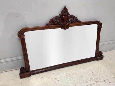 Lot 88 - A 19th century carved mahogany overmantel...