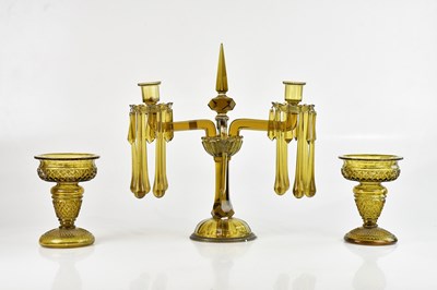 Lot 1196 - A modern green glass candlestick with droplets,...