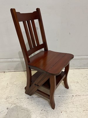 Lot 56 - A reproduction mahogany library step chair,...