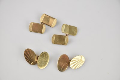 Lot 224 - Two pairs of 9ct yellow gold cufflinks,...