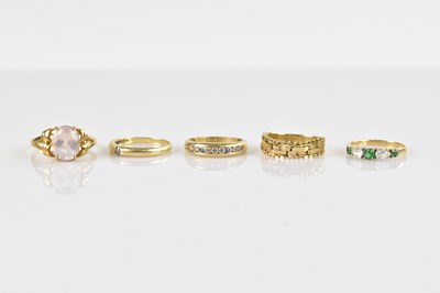Lot 596 - Two 14ct yellow gold and cubic zirconia dress...