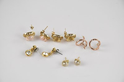 Lot 262 - A pair of 9ct yellow gold citrine set ear...