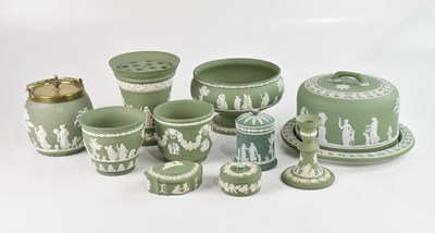 Lot 272 - WEDGWOOD; ten pieces of green jasperware,...