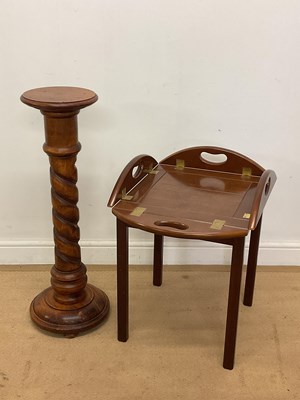 Lot 532 - An oak barley twist pedestal, height 85cm,...