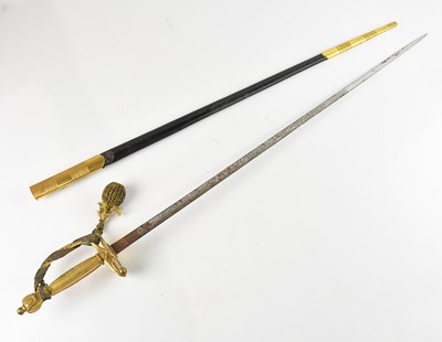 Lot 492 - A Georgian court sword, with crown pommel and...
