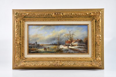 Lot 1745 - FOSTER; oil on board, Dutch windmill and...