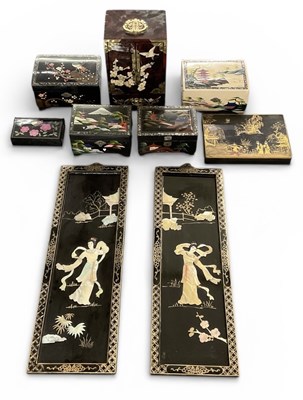 Lot 1065 - A pair of modern rectangular Japanese black...