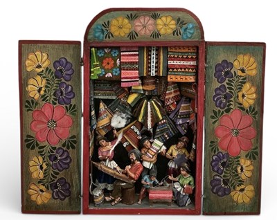 Lot 401 - A Peruvian folk art hand painted retablo...