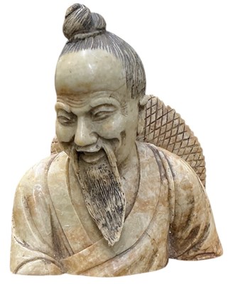 Lot 1044 - A Chinese carved soapstone bust of Shoushan,...
