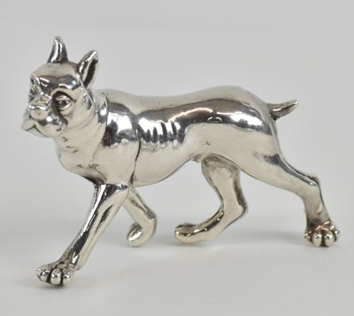 Lot 1147 - A 925 silver model of a boxer dog, height 6cm,...