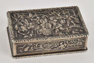 Lot 1119 - A Continental white metal rectangular snuff...