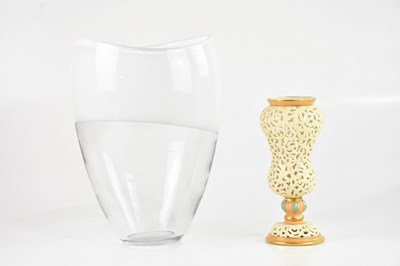 Lot 1192 - A large contemporary art glass vase with an...