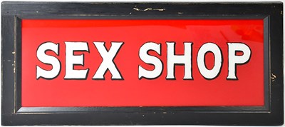Lot 382 - A hand painted sign inscribed 'Sex Shop' on a...