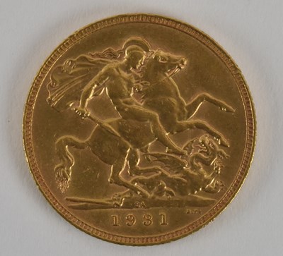 Lot 1471 - A George V full sovereign, 1931, South Africa...