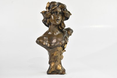 Lot 146 - A French Art Nouveau painted plaster bust of a...