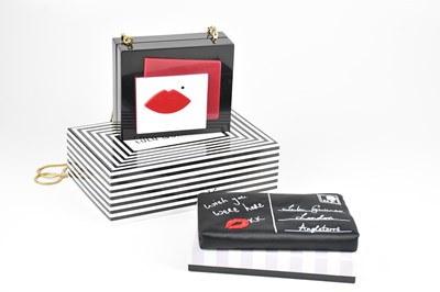 Lot 1458 - LULU GUINNESS; an unused black, red and white...