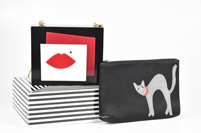 Lot 1525 - LULU GUINNESS; an unused black, red, and white...