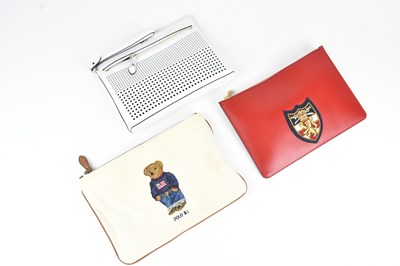 Lot 1508 - RALPH LAUREN; a white leather clutch bag, with...