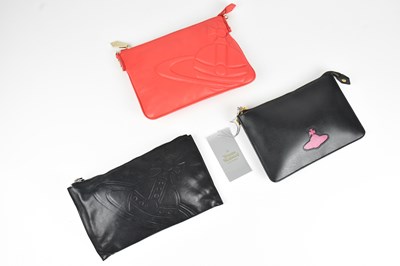 Lot 1465 - VIVIENNE WESTWOOD; a red leather embossed orb...