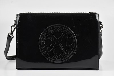 Lot 1470 - CHRISTIAN LACROIX; a black patent leather...