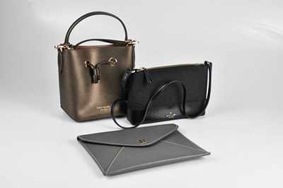 Lot 1516 - KATE SPADE; a bronze pebbled leather handbag...