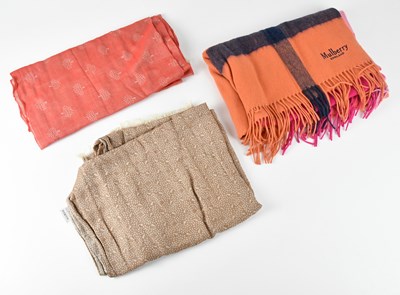 Lot 1261 - MULBERRY; a large 100% wool orange, navy blue,...