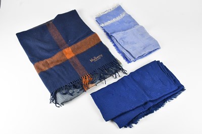 Lot 1225 - MULBERRY; a large 100% wool navy blue orange...