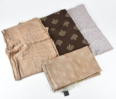 Lot 1227 - MULBERRY; a 100% wool pink and beige scarf...