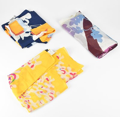 Lot 1250 - VIVIENNE WESTWOOD; a 100% silk square scarf in...