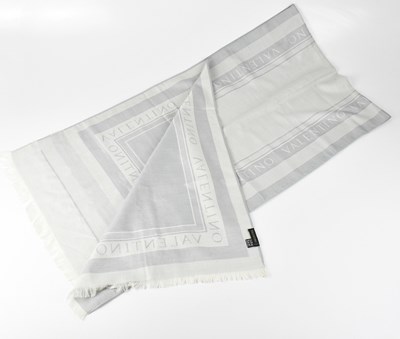 Lot 1306 - VALENTINO; a grey and cream silk mix long...
