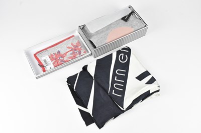 Lot 1266 - LULU GUINNESS; a boxed unused grey wool scarf...