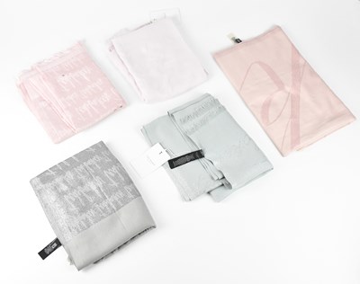 Lot 1280 - TED BAKER; five scarves comprising three pink...