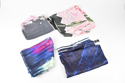 Lot 1276 - TED BAKER; four 100% silk scarves comprising a...