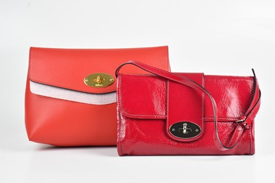Lot 1512 - MULBERRY; a red pebbled leather Darley clutch...