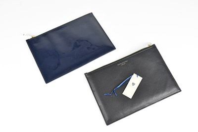 Lot 1308 - ASPINAL; a navy blue patent leather zipped...