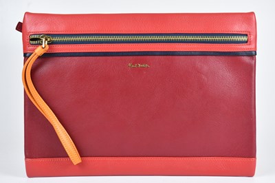 Lot 1544 - PAUL SMITH; a dark red calfskin pebbled...