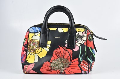 Lot 1549 - PAUL SMITH; a black floral calf Saffiano...