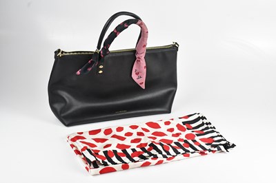 Lot 1502 - LULU GUINNESS; a large black calfskin classic...