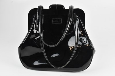 Lot 1558 - LULU GUINNESS; a black patent leather classic...