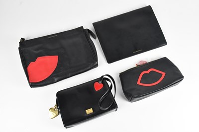Lot 1496 - LULU GUINNESS; a black calfskin leather pouch...