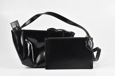 Lot 1557 - LULU GUINNESS; a black patent leather shoulder...